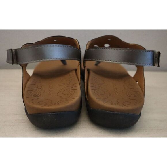 Rockport CH2086 Women's Sz 10M Pewter Metallic Ridge Slingback Sandals - Picture 3 of 10